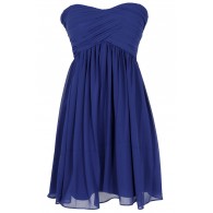 Night To Remember Strapless Chiffon Designer Dress in Bright Blue